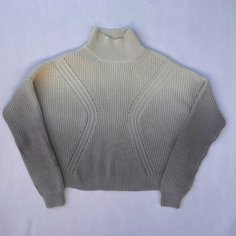 Kendall + Kylie White Gray Ombré Cropped Turtleneck Knit Sweater Size S Fall